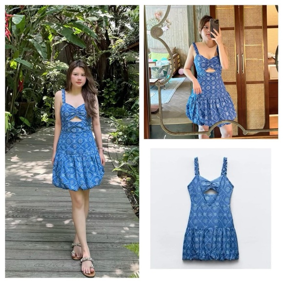 Brand new open embroidered mini dress in size S - Picture 4 of 4